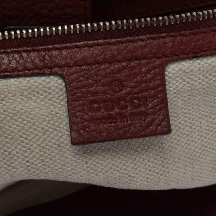 Pre Owned Gucci Beige/Red GG Canvas and Leather Medium Supreme Web Dressage Tote
