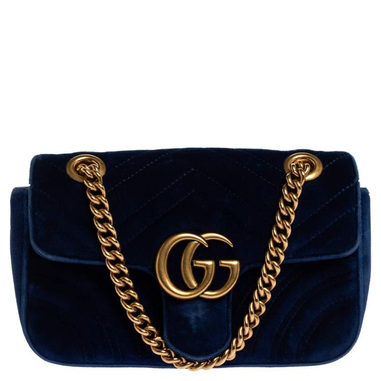 gucci royal blue velvet bag
