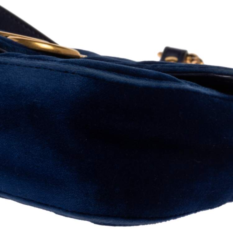 gucci royal blue velvet bag