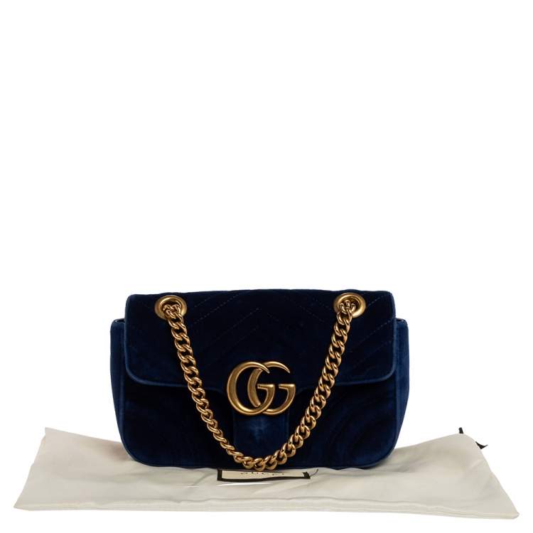 gucci royal blue velvet bag