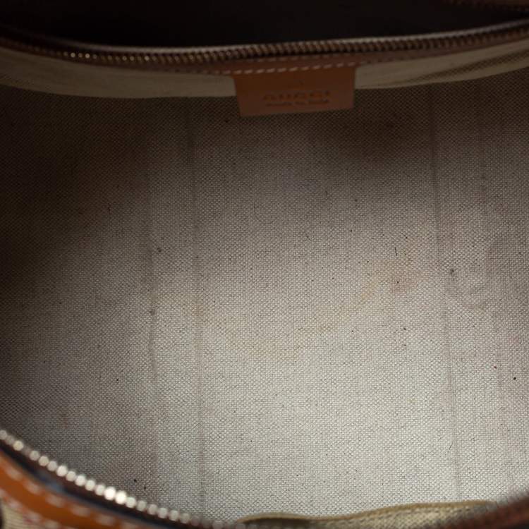Pre Owned Gucci Brown GG Canvas and Leather Medium Vintage Web Boston Bag