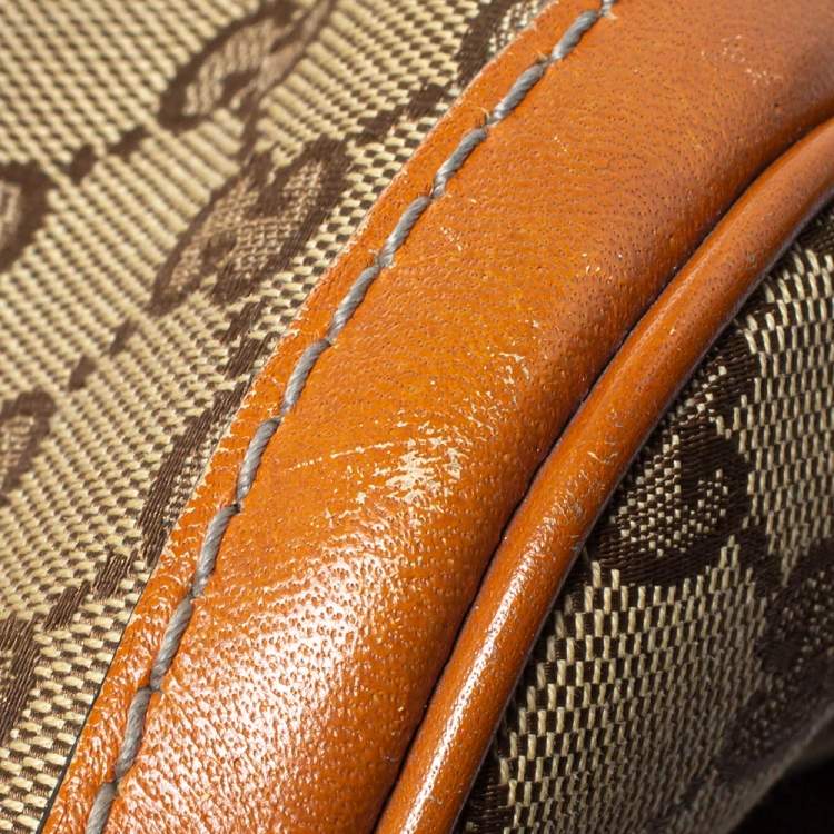 Pre Owned Gucci Brown GG Canvas and Leather Medium Vintage Web Boston Bag