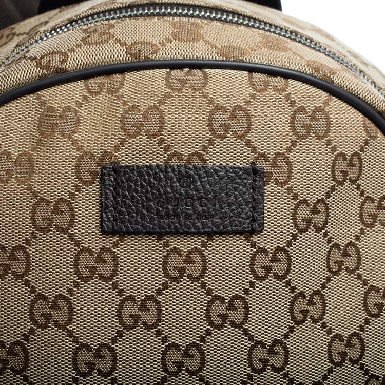 Pre Owned Gucci  Beige/Brown GG Canvas and Leather Rucksack Backpack