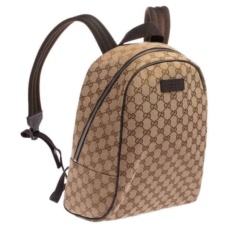 Pre Owned Gucci  Beige/Brown GG Canvas and Leather Rucksack Backpack