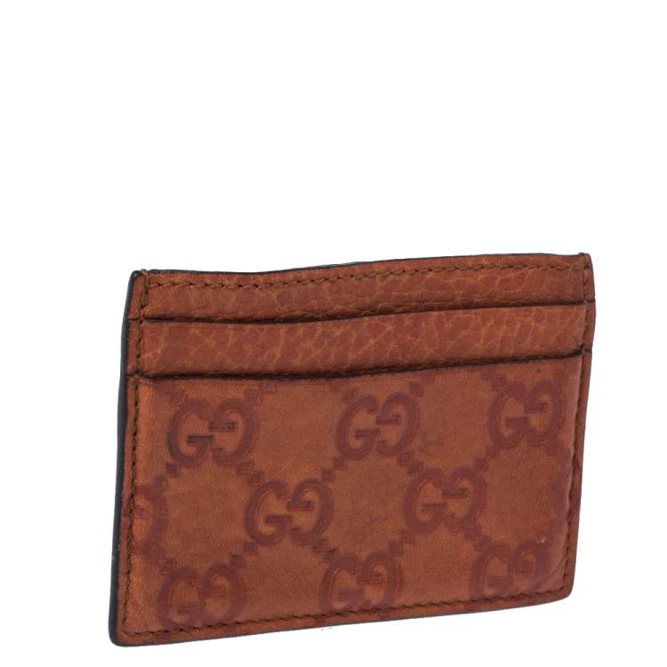Pre Owned Gucci Orange Guccissima Leather Card Holder