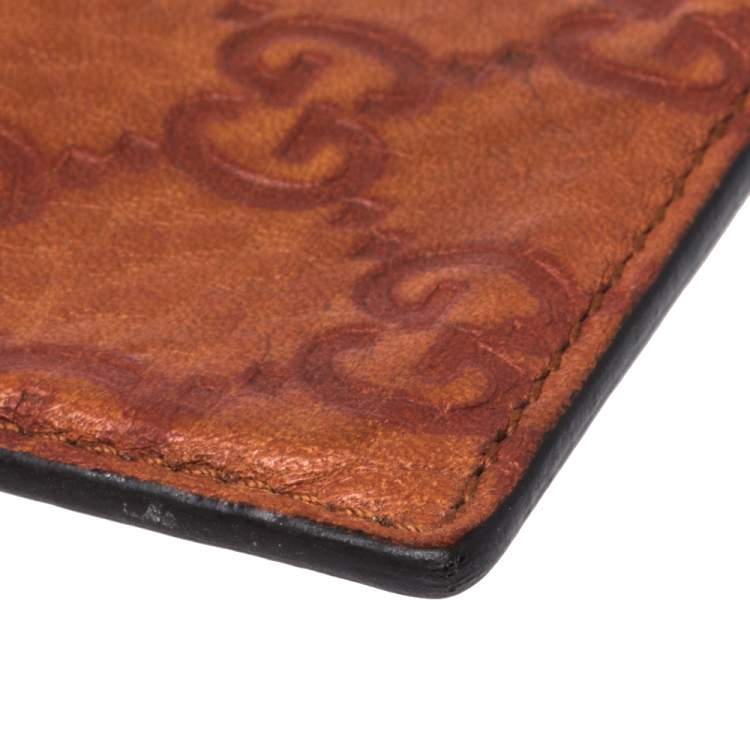 Pre Owned Gucci Orange Guccissima Leather Card Holder