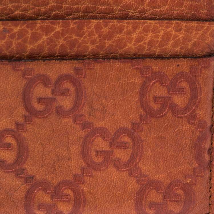 Pre Owned Gucci Orange Guccissima Leather Card Holder