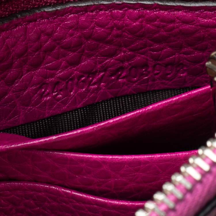 Pre Owned Gucci Magenta Leather Wristlet Clutch