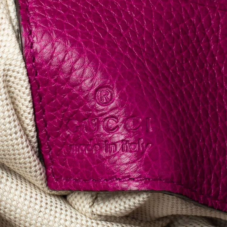 Pre Owned Gucci Magenta Leather Wristlet Clutch