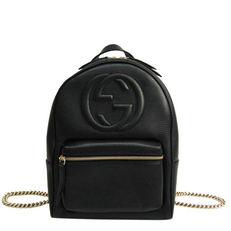 black leather gucci backpack