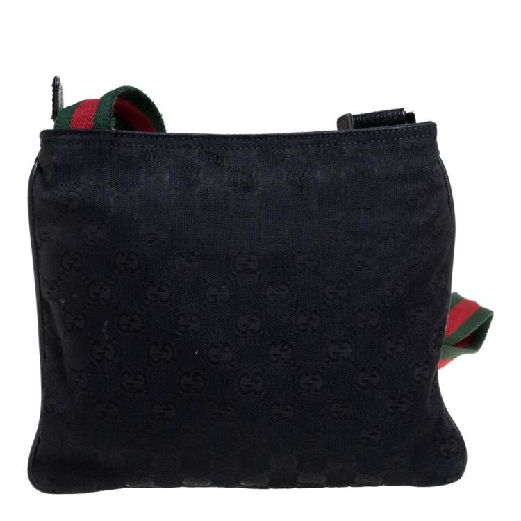 Pre Owned Gucci Black GG Canvas Small Vintage Web Messenger Bag