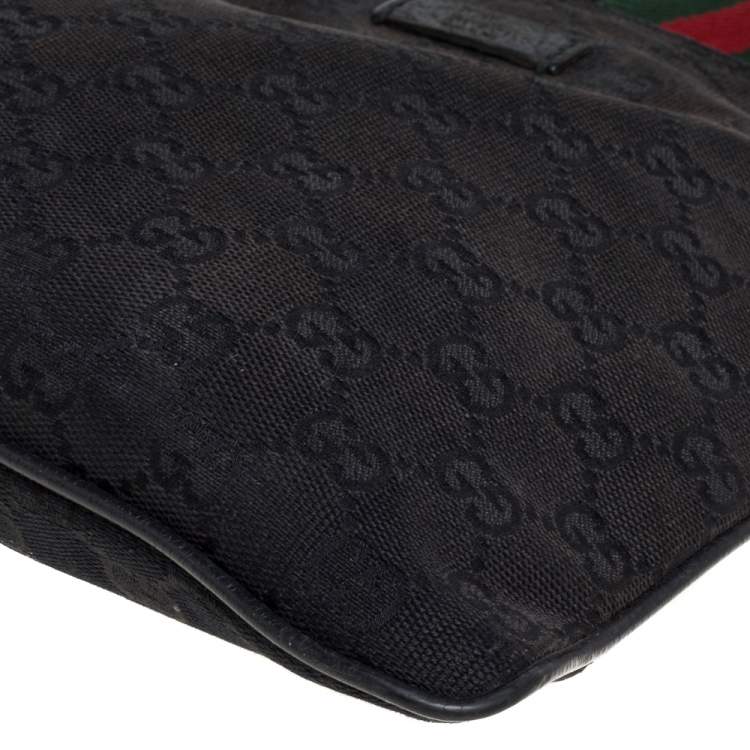 Pre Owned Gucci Black GG Canvas Small Vintage Web Messenger Bag