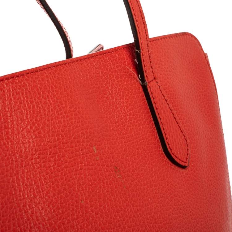 Pre Owned Gucci Red Leather Large Interlocking GG Shopper Tote