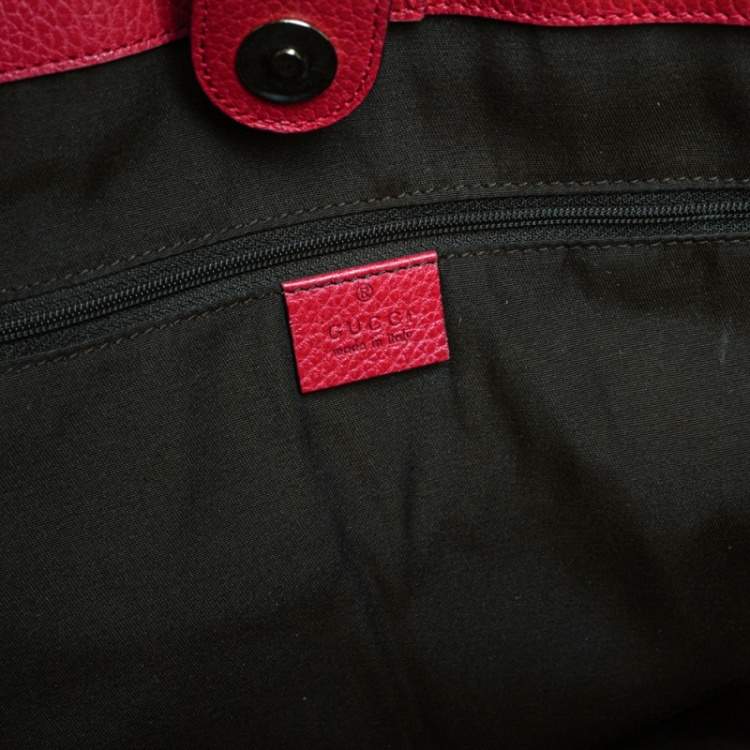 Pre Owned Gucci Red Leather Large Interlocking GG Shopper Tote