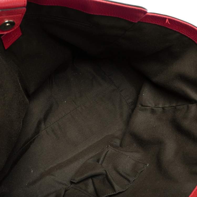 Pre Owned Gucci Red Leather Large Interlocking GG Shopper Tote