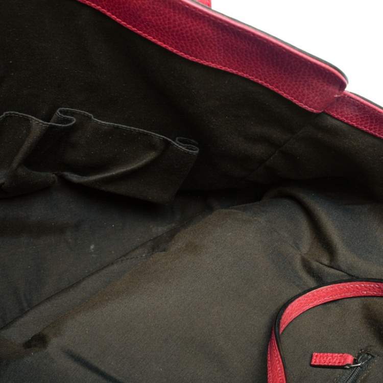 Pre Owned Gucci Red Leather Large Interlocking GG Shopper Tote