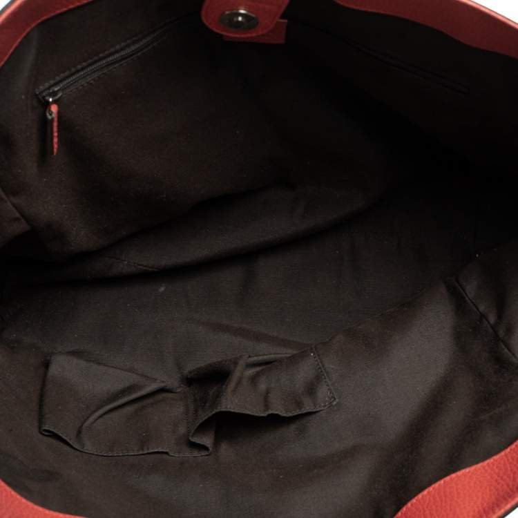 Pre Owned Gucci Red Leather Large Interlocking GG Shopper Tote
