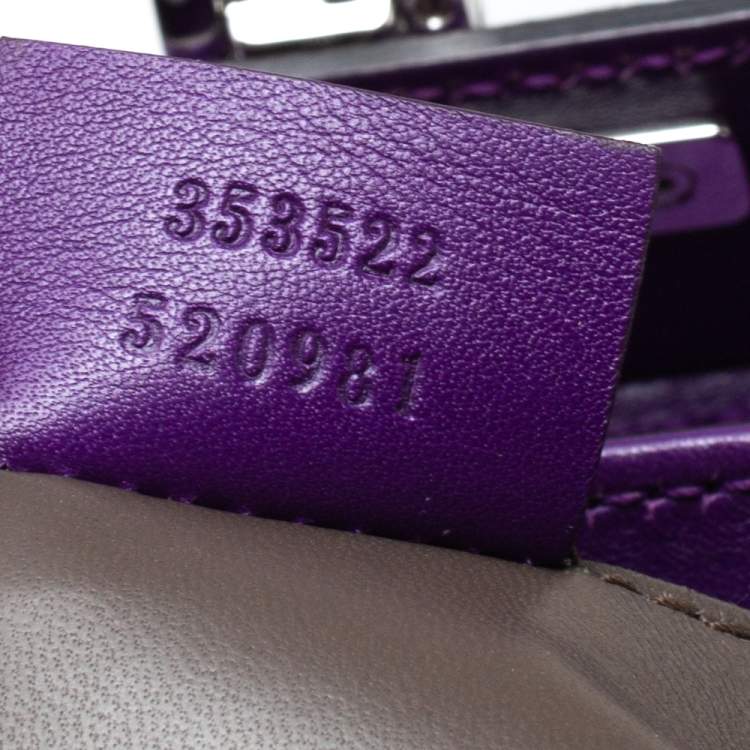 Pre Owned Gucci Purple Python Lady Lock Bamboo Top Handle Bag