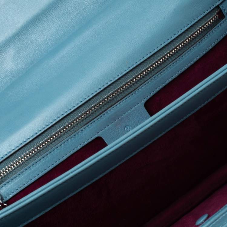 Pre Owned Gucci Light Green/Grey Lizard Lady Lock Flap Top Handle Bag