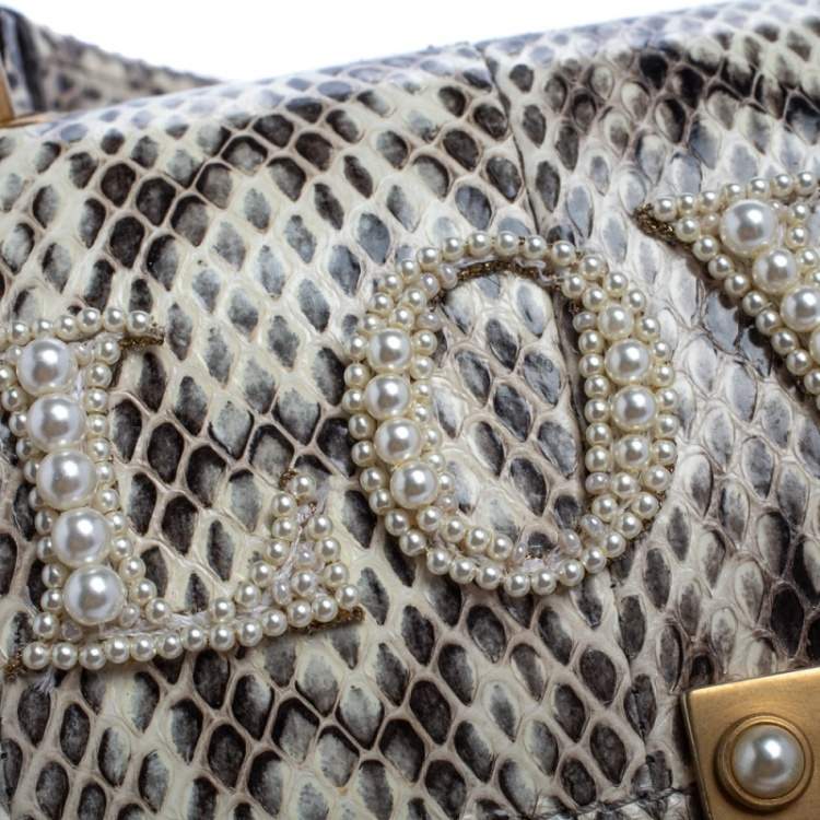 Pre Owned Gucci Black/White Python Queen Margaret Loved Top Handle Bag