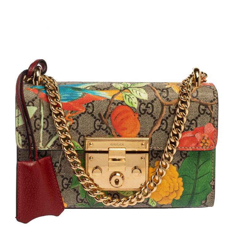 Gucci Multicolor GG Supreme Tian Canvas and Leather Small Padlock