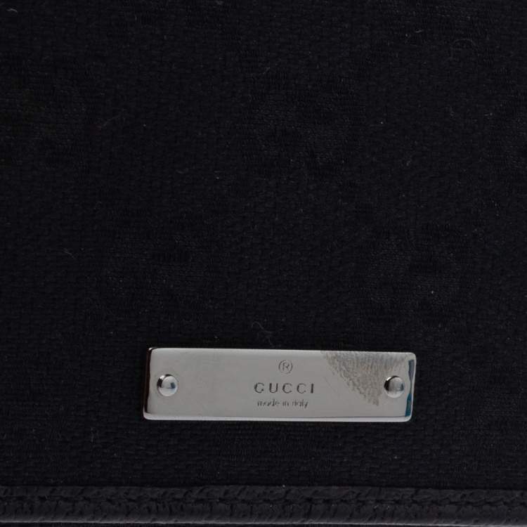 Pre Owned Gucci Black GG Canvas Flap Card Holder