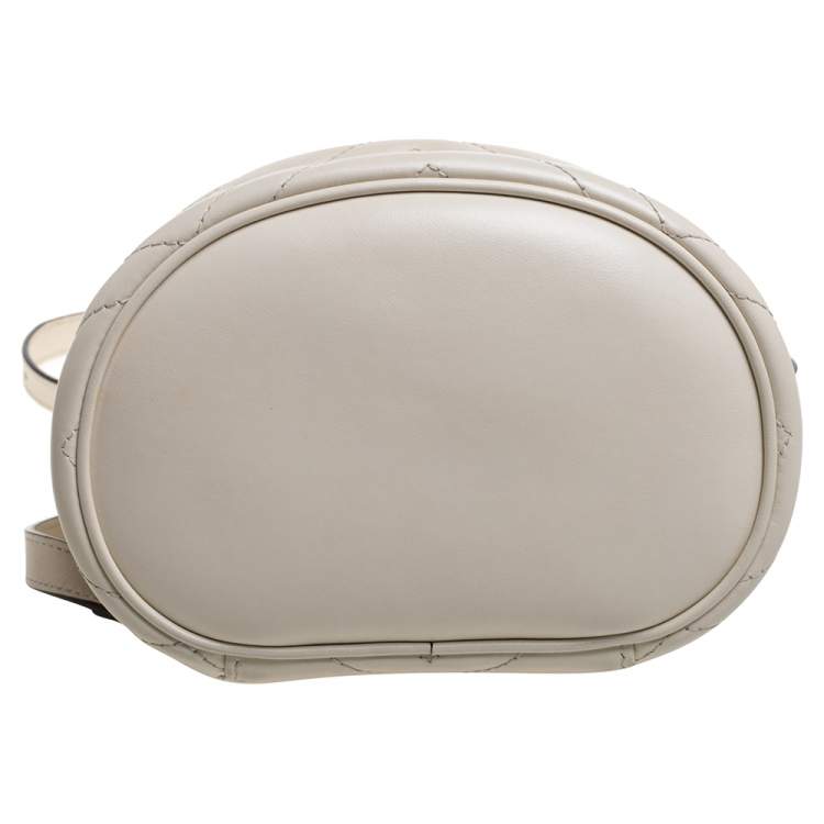 Pre Owned Gucci Cream Leather GG Marmont Vanity Case Backpack