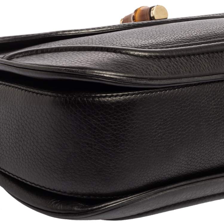Pre Owned Gucci Black Leather Large New Bamboo Tassel Top Handle Bag