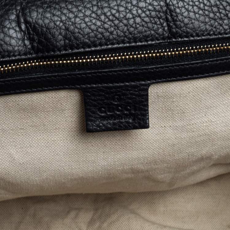 Pre Owned Gucci Black Leather Large New Bamboo Tassel Top Handle Bag