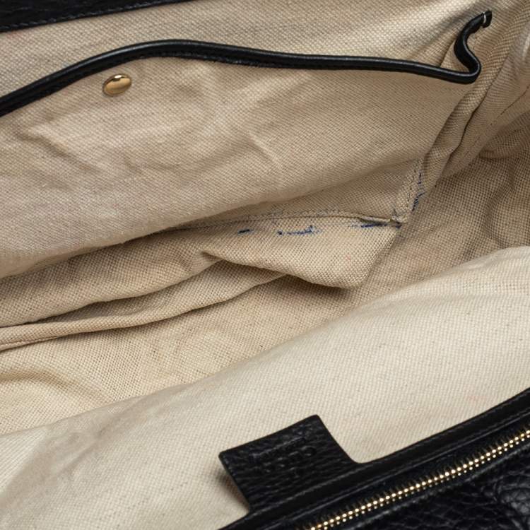 Pre Owned Gucci Black Leather Large New Bamboo Tassel Top Handle Bag