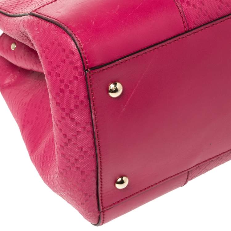 مملوكة مسبقًا Gucci Magenta Diamante Leather Shopper Tote