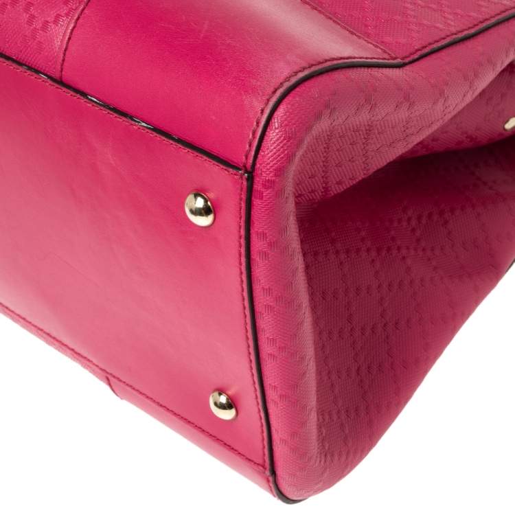 مملوكة مسبقًا Gucci Magenta Diamante Leather Shopper Tote