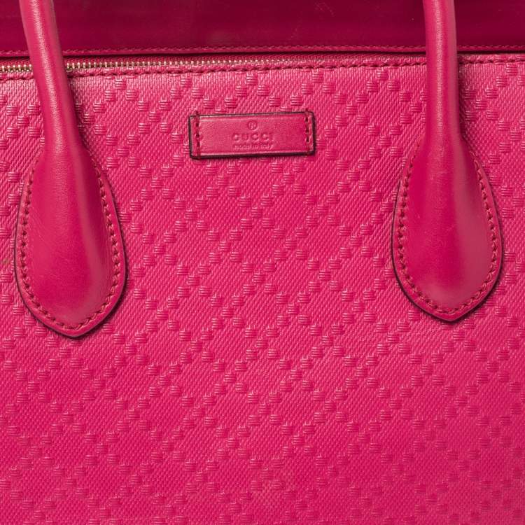مملوكة مسبقًا Gucci Magenta Diamante Leather Shopper Tote
