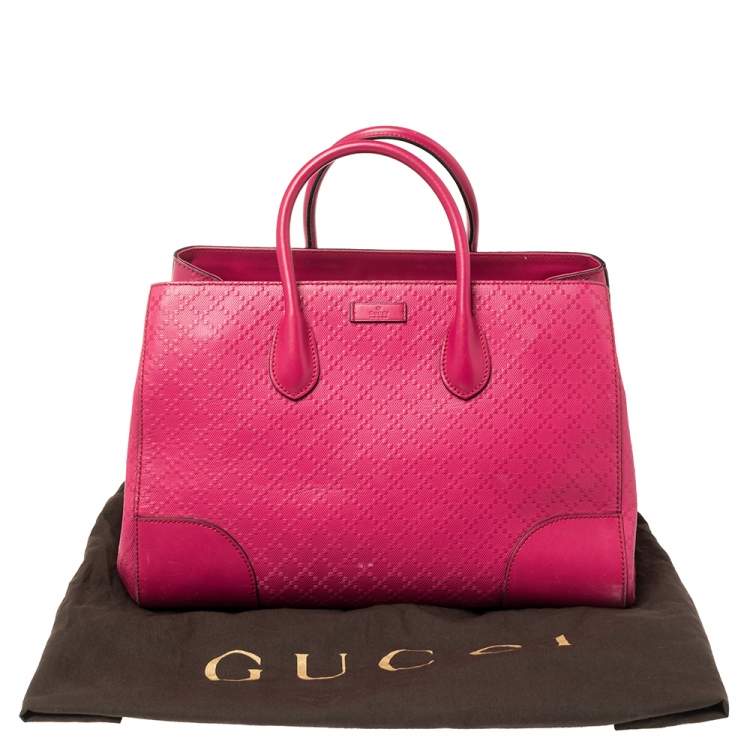 مملوكة مسبقًا Gucci Magenta Diamante Leather Shopper Tote