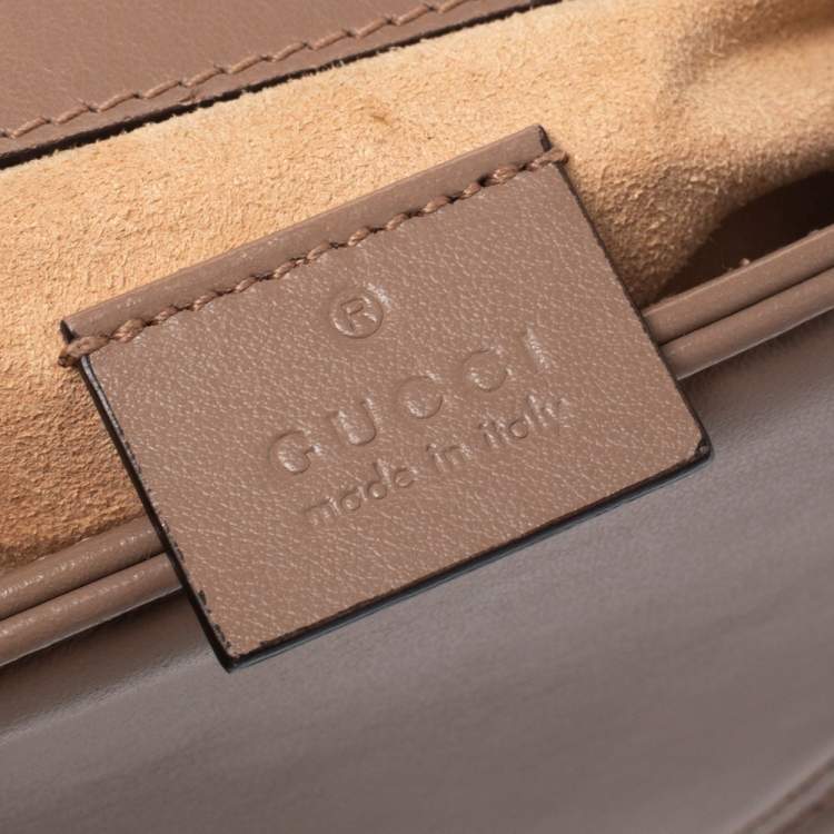 Pre Owned Gucci Old Rose Leather Mini GG Marmont Top Handle Bag