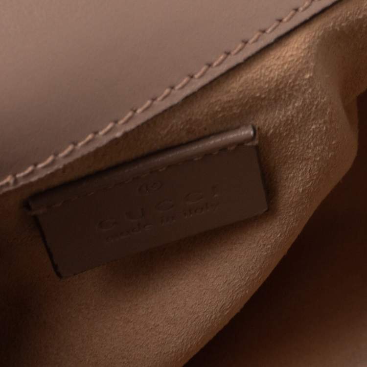 Pre Owned Gucci Old Rose Leather Mini GG Marmont Top Handle Bag