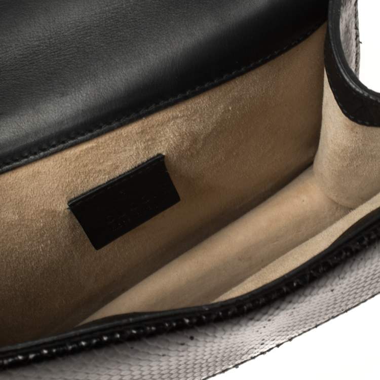 Pre Owned Gucci Black Python Mini Dionysus Wallet On Chain 
