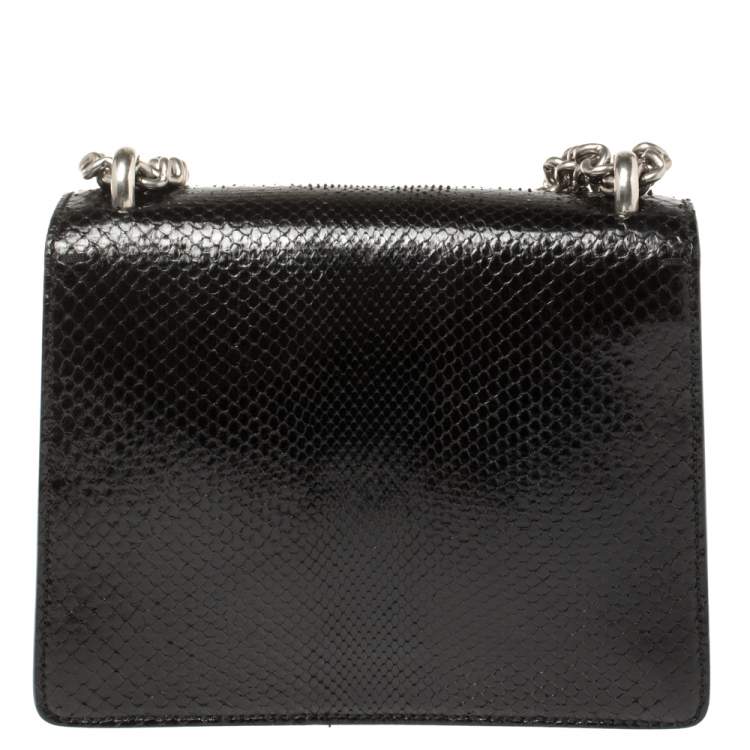 Pre Owned Gucci Black Python Mini Dionysus Wallet On Chain 