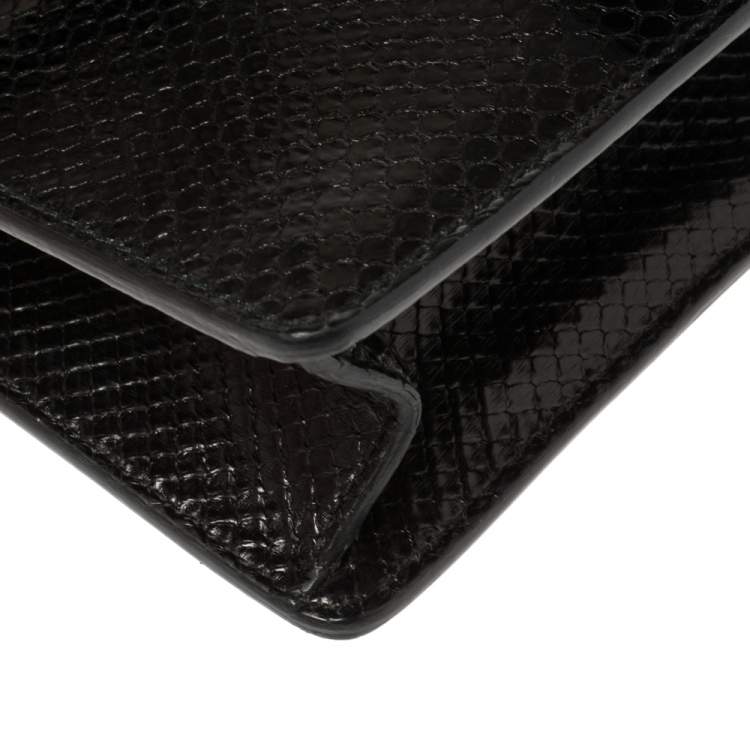 Pre Owned Gucci Black Python Mini Dionysus Wallet On Chain 