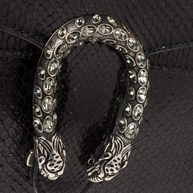 Pre Owned Gucci Black Python Mini Dionysus Wallet On Chain 