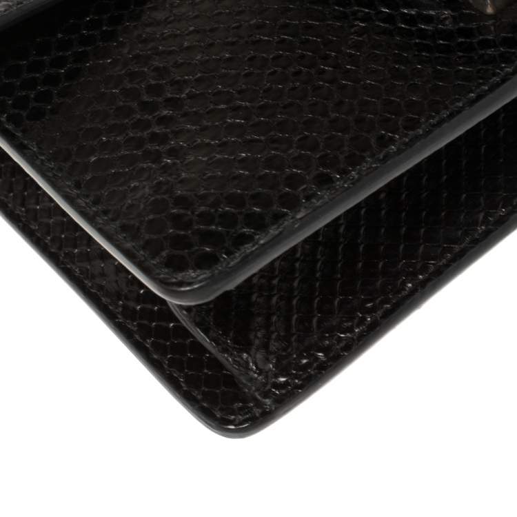 Pre Owned Gucci Black Python Mini Dionysus Wallet On Chain 