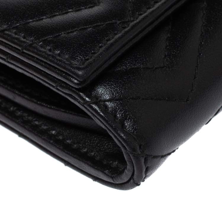 Pre Owned Gucci Black Matelasse Leather GG Marmont Card Case