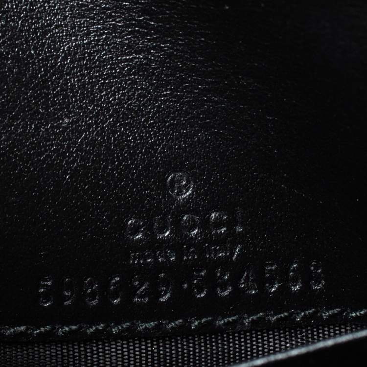 Pre Owned Gucci Black Matelasse Leather GG Marmont Card Case