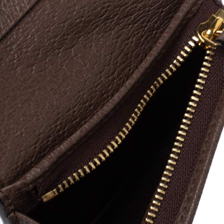 Pre Owned Gucci Beige/Brown GG Supreme Canvas and Leather Ophidia Web Compact Wallet