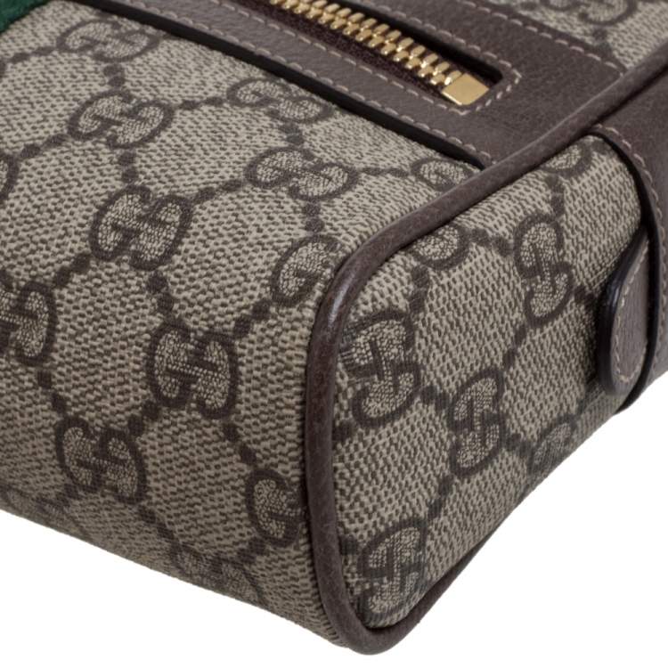 Pre Owned Gucci Beige/Ebony GG Supreme Coated Canvas and Leather Ophidia Belt Bag