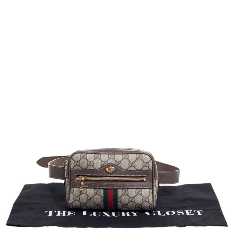 Pre Owned Gucci Beige/Ebony GG Supreme Coated Canvas and Leather Ophidia Belt Bag