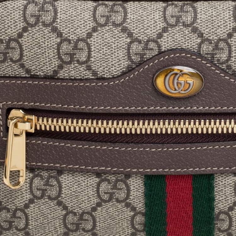Pre Owned Gucci Beige/Ebony GG Supreme Coated Canvas and Leather Ophidia Belt Bag