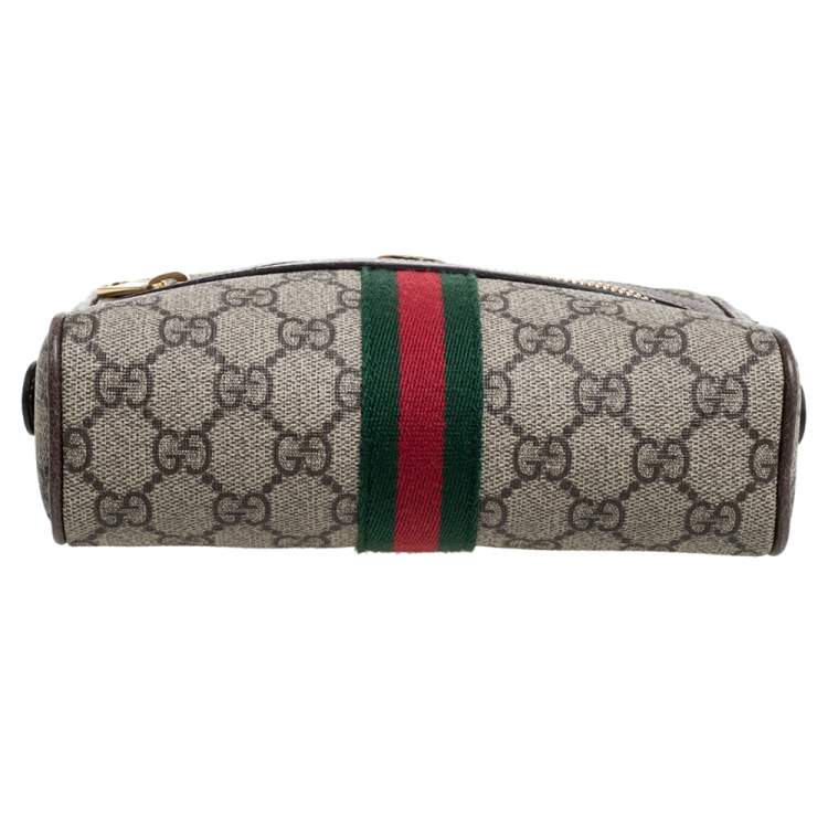Pre Owned Gucci Beige/Ebony GG Supreme Coated Canvas and Leather Ophidia Belt Bag