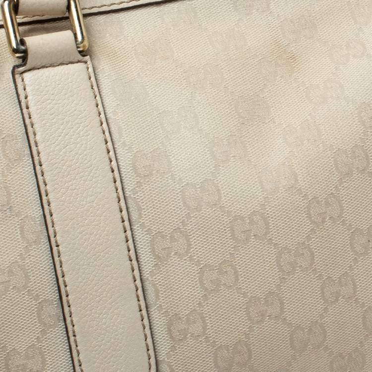 Pre Owned Gucci Ivory GG Canvas and Leather Boston Bag