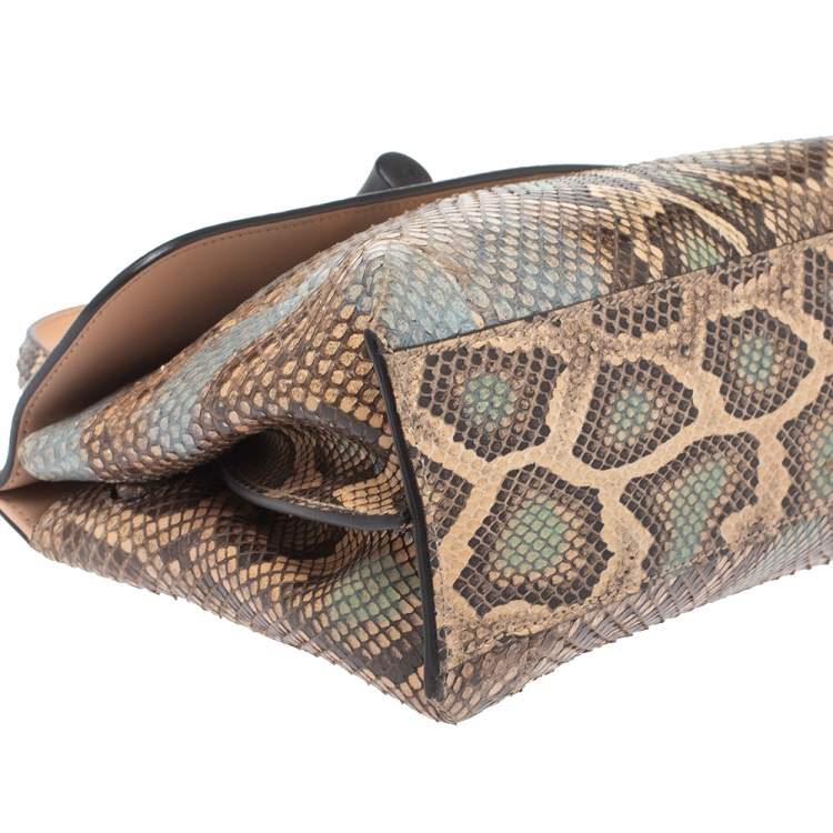 Pre Owned Gucci Multicolor Python Small Bamboo Daily Top Handle Bag